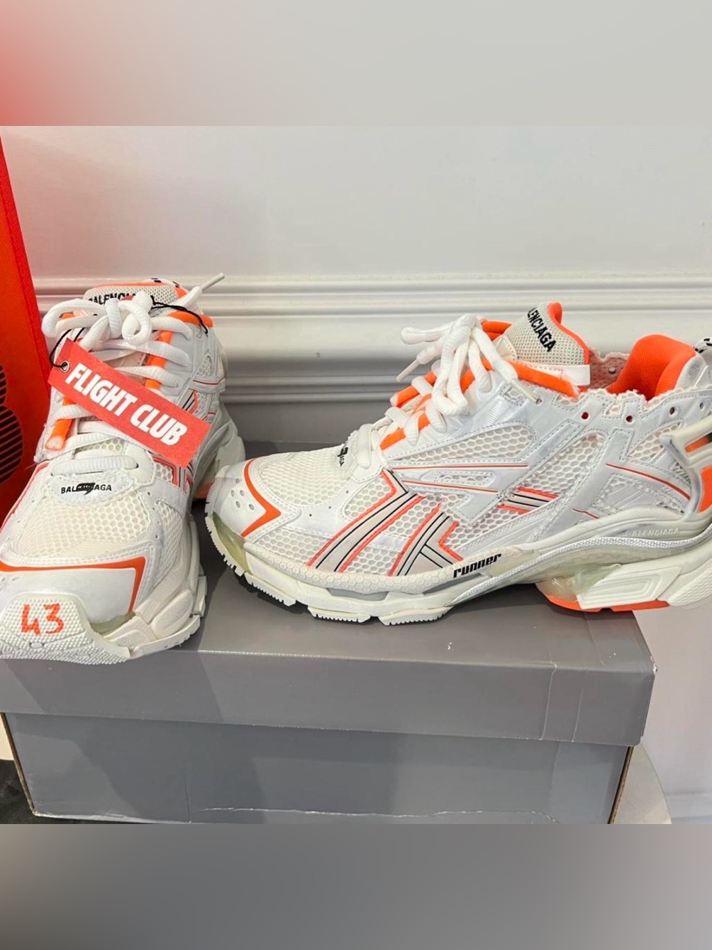 100% Authentic Balenciaga Runner White Fluo Orange Mesh And Nylon Sneakers